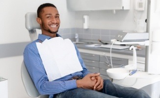 Man sitting patiently in dental chair