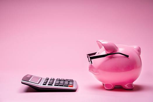 Piggy bank and calculator