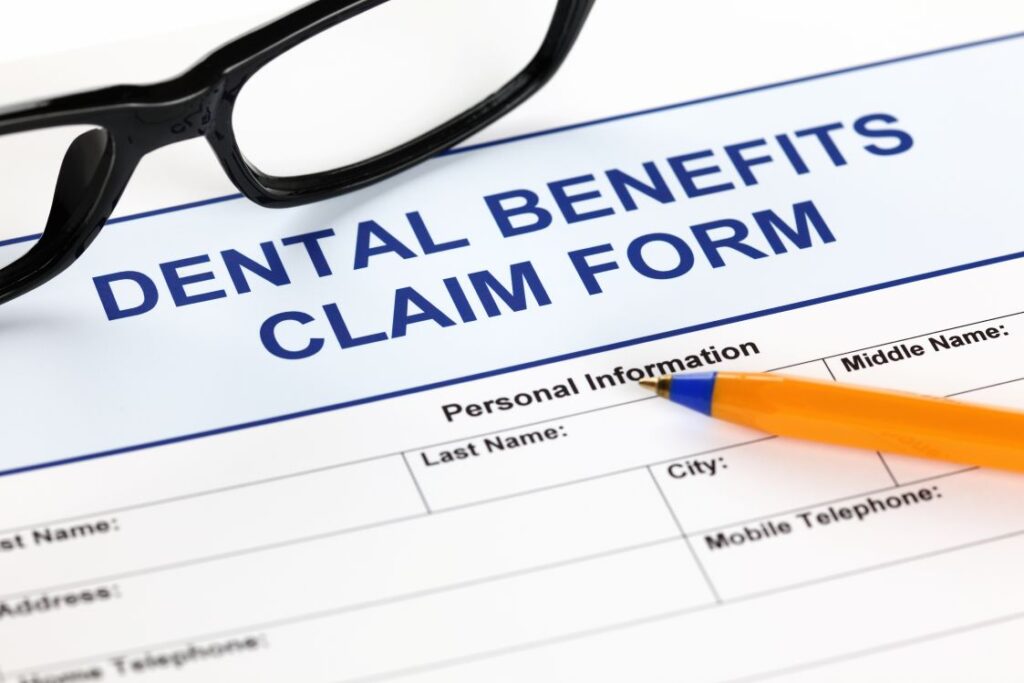 A dental insurance claim form